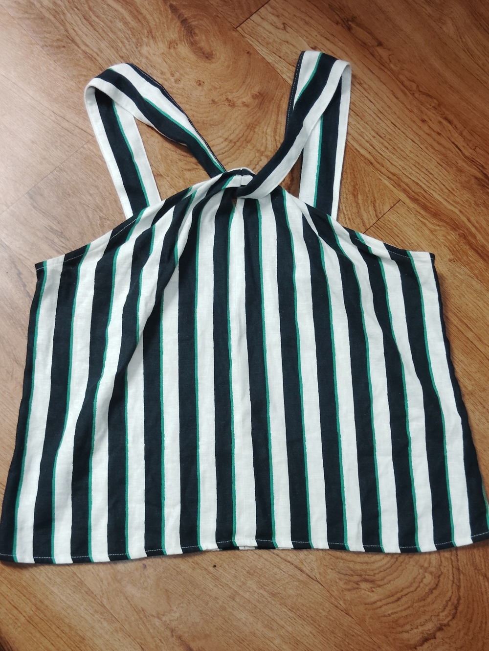 Banana Republic Black, White & Green Striped Tank